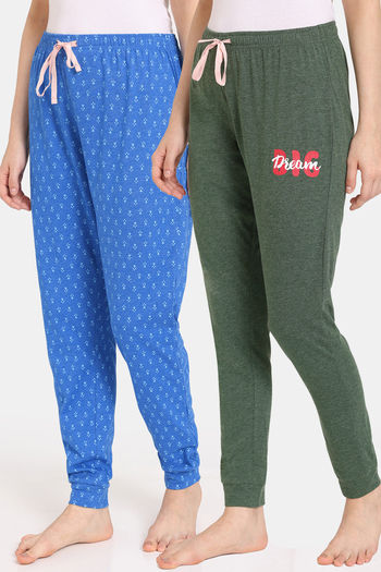 Buy Rosaline Rural Charm Knit Cotton Pyjama (Pack of 2) - Blue Green
